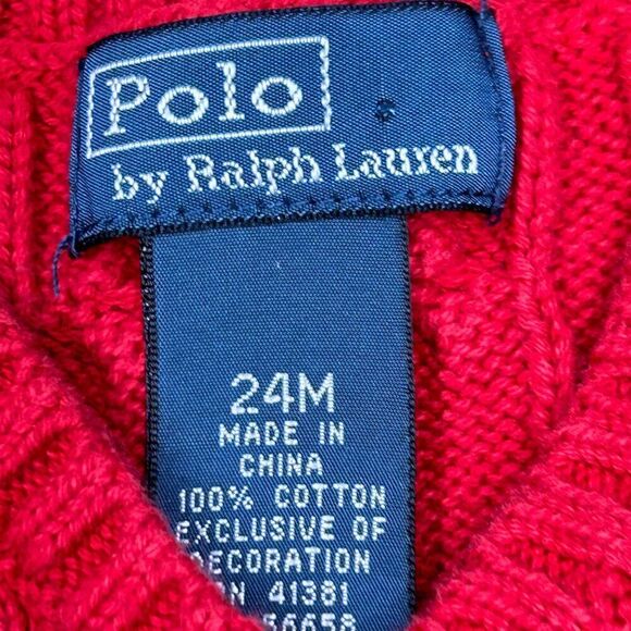 Polo Ralph Lauren Toddler Cable Knit Sweater Vest Red 24M 100% Cotton - Picture 2 of 7